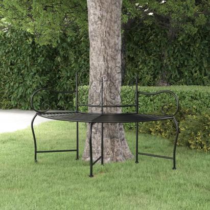 Bancă circulară de copac, negru, 150 cm, oțel GartenMobel Dekor