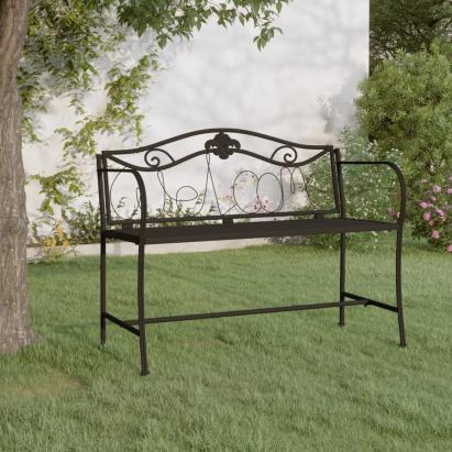 Bancă de grădină cu 2 locuri, negru, 104 cm, oțel GartenMobel Dekor