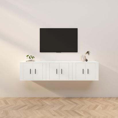 Dulapuri TV montate pe perete, 3 buc., alb, 57x34,5x40 cm GartenMobel Dekor