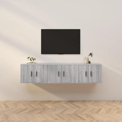 Dulapuri TV montate pe perete, 3 buc., gri sonoma 57x34,5x40 cm GartenMobel Dekor