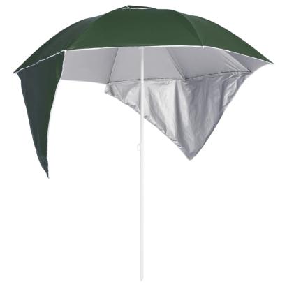 Umbrelă de plajă cu pereți laterali verde 215 cm GartenMobel Dekor