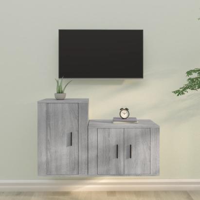 Set dulapuri TV, 2 piese, gri sonoma, lemn prelucrat GartenMobel Dekor