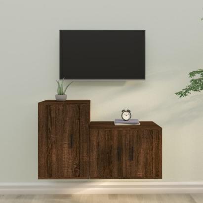 Set dulapuri TV, 2 piese, stejar maro, lemn prelucrat GartenMobel Dekor