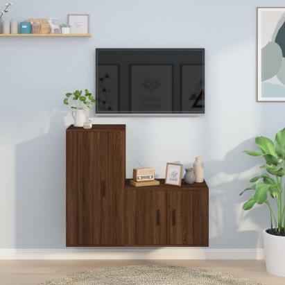 Set dulapuri TV, 2 piese, stejar maro, lemn prelucrat GartenMobel Dekor