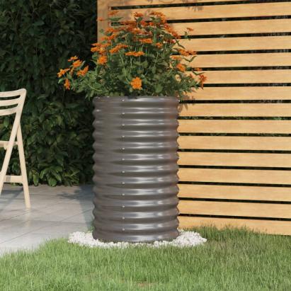 Jardinieră grădină gri 40x40x68 cm oțel vopsit electrostatic GartenMobel Dekor