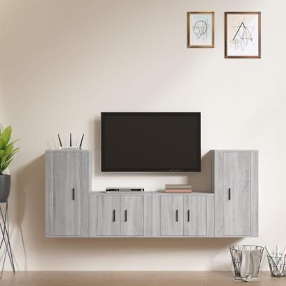 Set dulapuri TV, 4 piese, gri sonoma, lemn prelucrat GartenMobel Dekor