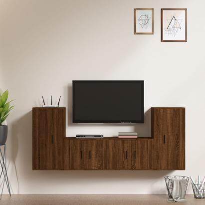 Set dulapuri TV, 4 piese, stejar maro, lemn prelucrat GartenMobel Dekor