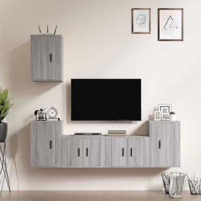 Set dulapuri TV, 5 piese, gri sonoma, lemn prelucrat GartenMobel Dekor
