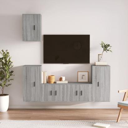 Set dulapuri TV, 5 piese, gri sonoma, lemn prelucrat GartenMobel Dekor