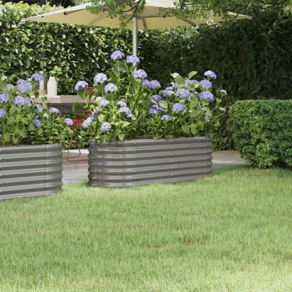 Strat înălțat grădină gri 114x40x36cm oțel vopsit electrostatic GartenMobel Dekor
