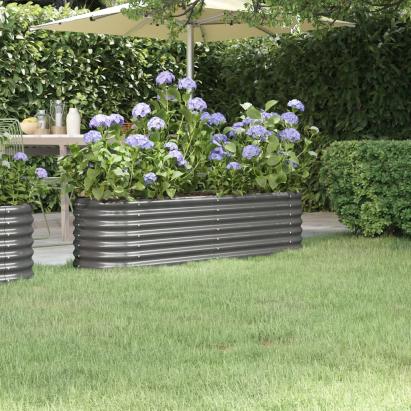 Strat înălțat grădină gri 152x40x36cm oțel vopsit electrostatic GartenMobel Dekor
