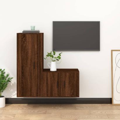 Set dulapuri TV, 2 piese, stejar maro, lemn prelucrat GartenMobel Dekor
