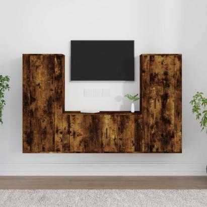 Set dulapuri TV, 3 piese, stejar fumuriu, lemn prelucrat GartenMobel Dekor