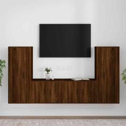 Set dulapuri TV, 4 piese, stejar maro, lemn prelucrat GartenMobel Dekor