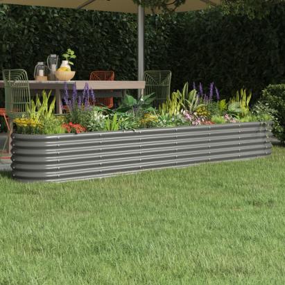 Strat înălțat grădină gri 260x40x36cm oțel vopsit electrostatic GartenMobel Dekor
