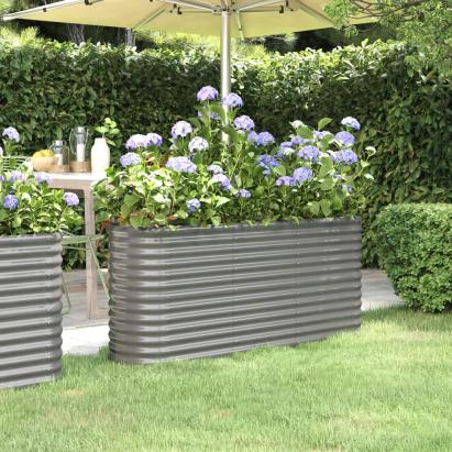 Strat înălțat grădină gri 152x40x68cm oțel vopsit electrostatic GartenMobel Dekor