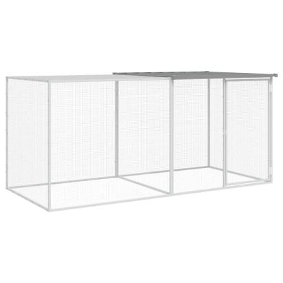 Coteț pui cu acoperiș gri deschis 203x98x90 cm oțel galvanizat GartenMobel Dekor