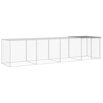 Coteț pui cu acoperiș gri deschis 403x98x90 cm oțel galvanizat GartenMobel Dekor