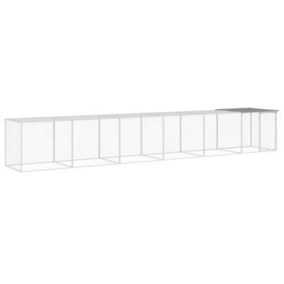 Coteț pui cu acoperiș gri deschis 603x98x90 cm oțel galvanizat GartenMobel Dekor