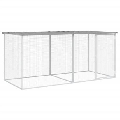 Coteț pui cu acoperiș gri deschis 203x98x90 cm oțel galvanizat GartenMobel Dekor