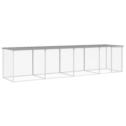 Coteț pui cu acoperiș gri deschis 403x98x90 cm oțel galvanizat GartenMobel Dekor
