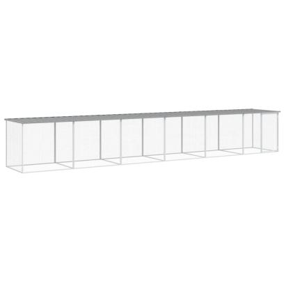 Coteț pui cu acoperiș gri deschis 603x98x90 cm oțel galvanizat GartenMobel Dekor