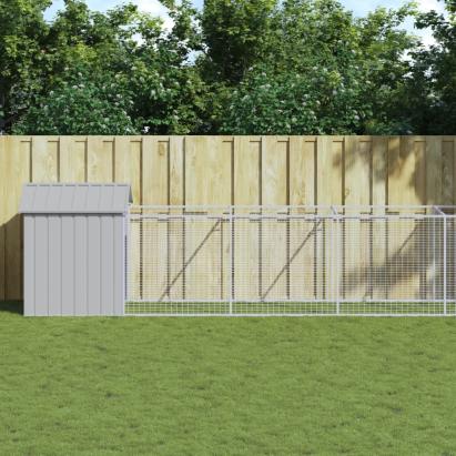 Casă câine & acoperiș gri deschis 117x813x123cm oțel galvanizat GartenMobel Dekor