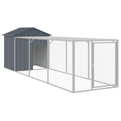 Coteț de pui cu țarc antracit 117x405x123 cm oțel galvanizat GartenMobel Dekor