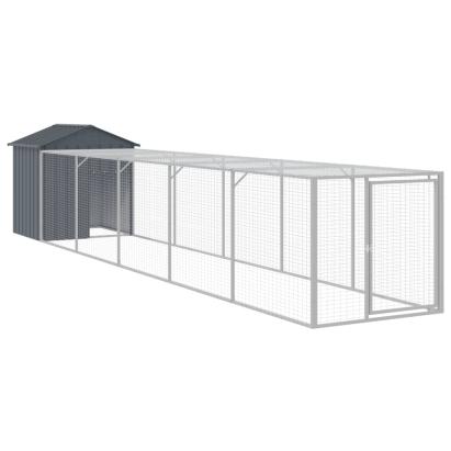 Coteț de pui cu incintă antracit 117x609x123 cm oțel galvanizat GartenMobel Dekor