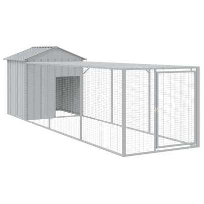 Coteț pui cu incintă gri deschis 117x405x123 cm oțel galvanizat GartenMobel Dekor