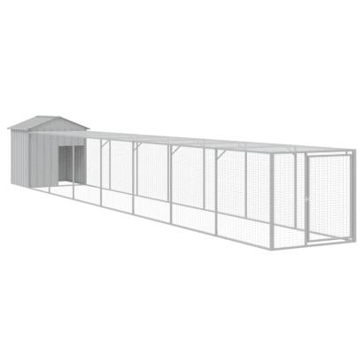 Coteț pui cu incintă gri deschis 117x813x123 cm oțel galvanizat GartenMobel Dekor
