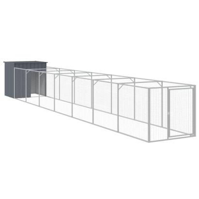 Cușcă câine cu țarc antracit 110x813x110 cm oțel galvanizat GartenMobel Dekor