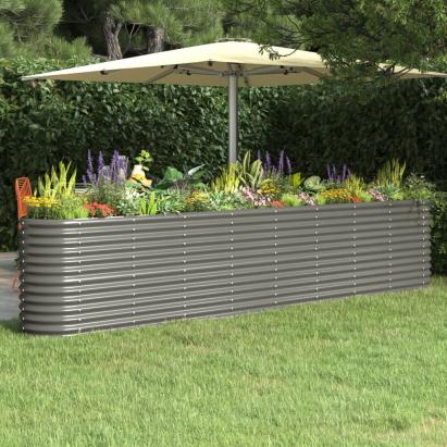Strat înălțat grădină gri 332x40x68cm oțel vopsit electrostatic GartenMobel Dekor
