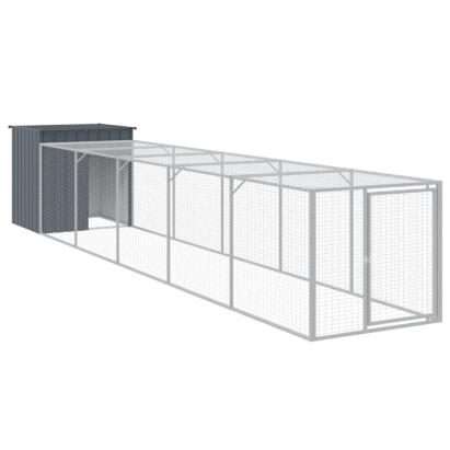Coteț de pui cu incintă antracit 110x609x110 cm oțel galvanizat GartenMobel Dekor