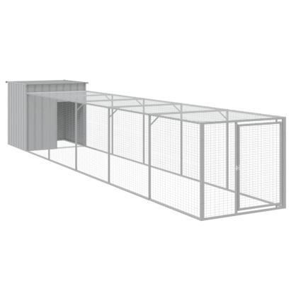 Coteț pui cu incintă gri deschis 110x609x110 cm oțel galvanizat GartenMobel Dekor