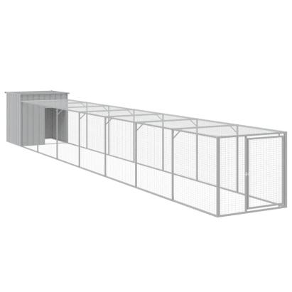 Coteț pui cu incintă gri deschis 110x813x110 cm oțel galvanizat GartenMobel Dekor