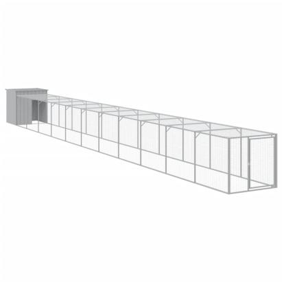 Coteț pui cu incintă gri deschis 110x1221x110cm oțel galvanizat GartenMobel Dekor