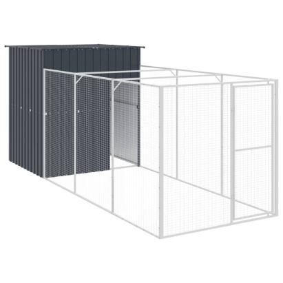 Cușcă câine cu țarc antracit 165x455x181 cm oțel galvanizat GartenMobel Dekor