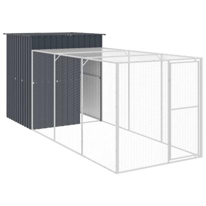 Coteț de pui cu incintă antracit 165x455x181 cm oțel galvanizat GartenMobel Dekor