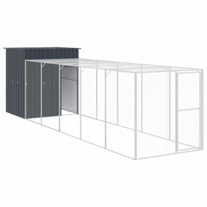 Coteț de pui cu incintă antracit 165x659x181 cm oțel galvanizat GartenMobel Dekor