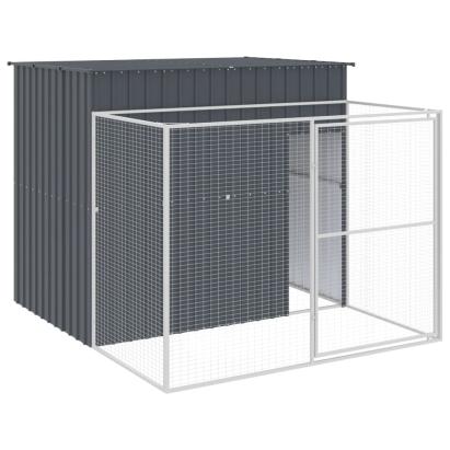Cușcă de câine cu țarc antracit 214x253x181 cm oțel galvanizat GartenMobel Dekor