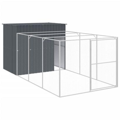 Cușcă de câine cu țarc antracit 214x457x181 cm oțel galvanizat GartenMobel Dekor