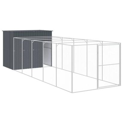 Cușcă de câine cu țarc antracit 214x661x181 cm oțel galvanizat GartenMobel Dekor