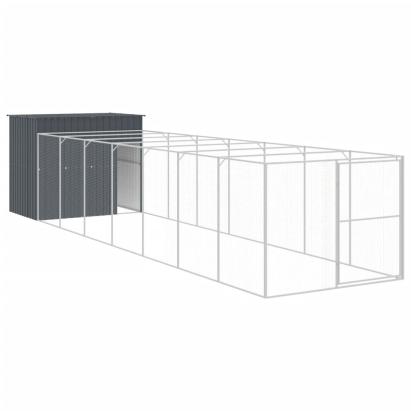 Cușcă de câine cu țarc antracit 214x865x181 cm oțel galvanizat GartenMobel Dekor