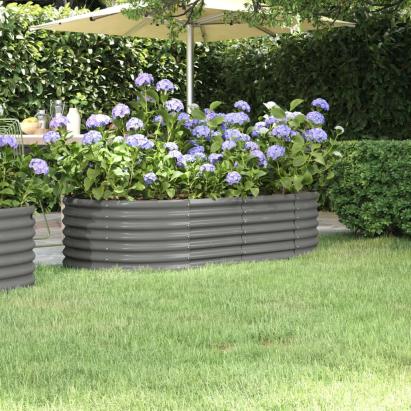 Strat înălțat grădină gri 152x80x36cm oțel vopsit electrostatic GartenMobel Dekor