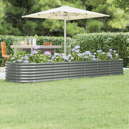 Strat înălțat grădină gri 296x80x36cm oțel vopsit electrostatic GartenMobel Dekor