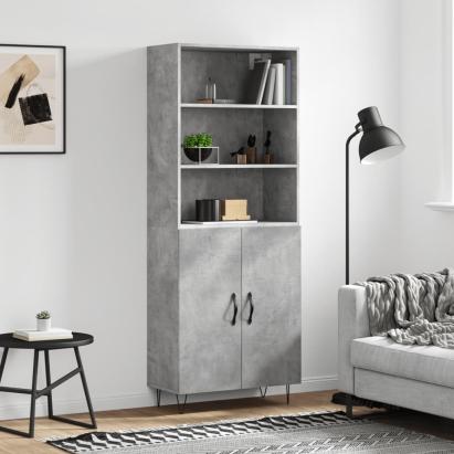 Dulap înalt, gri beton, 69,5x34x180, lemn compozit GartenMobel Dekor