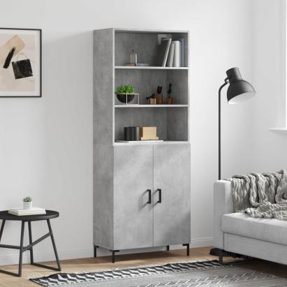 Dulap înalt, gri beton, 69,5x34x180, lemn compozit GartenMobel Dekor