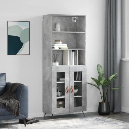 Dulap înalt, gri beton, 69,5x34x180, lemn compozit GartenMobel Dekor
