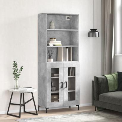 Dulap înalt, gri beton, 69,5x34x180, lemn compozit GartenMobel Dekor
